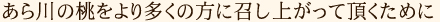 あら川の桃をより多くの方に召し上がって頂くために