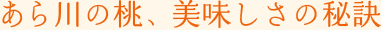 あら川の桃、美味しさの秘訣